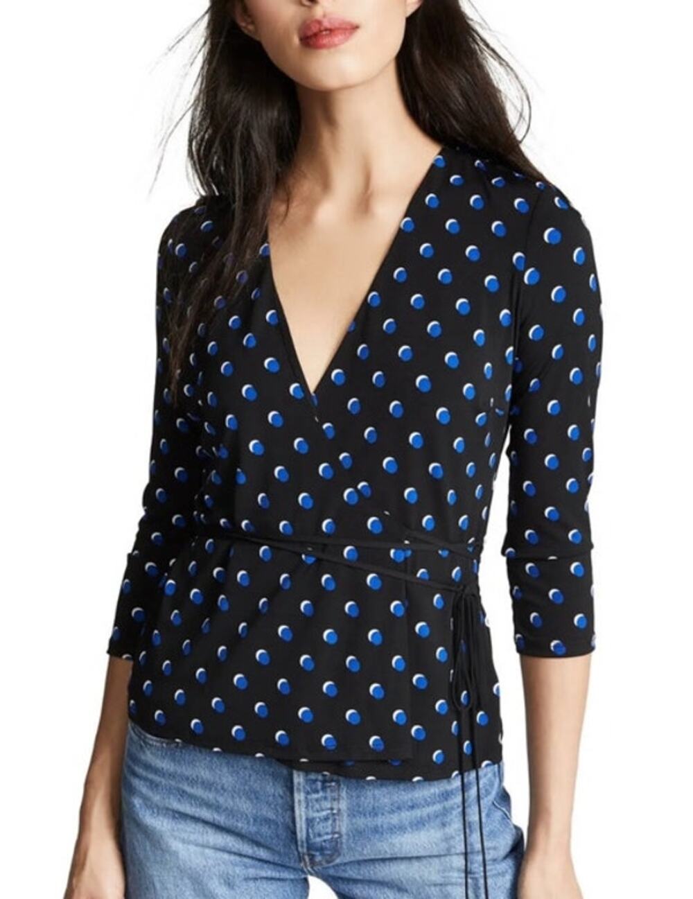 NWT Bailey 44 Wrapture Polka-Dot Print Wrap Blouse Women's Large